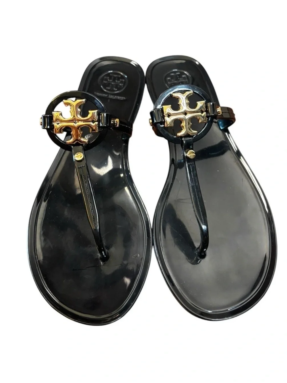 Tory Burch Mini Miller Jelly Thong Black Size 5 Sandal Flats Travel Women's
